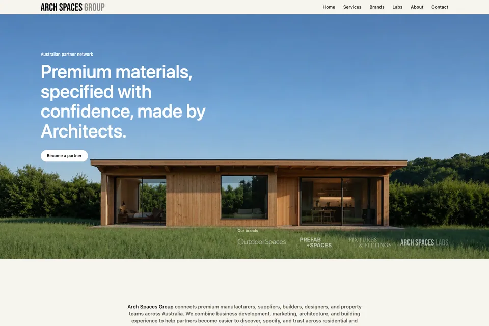 Arch Spaces Group’s Built Environment Partner Platform website preview