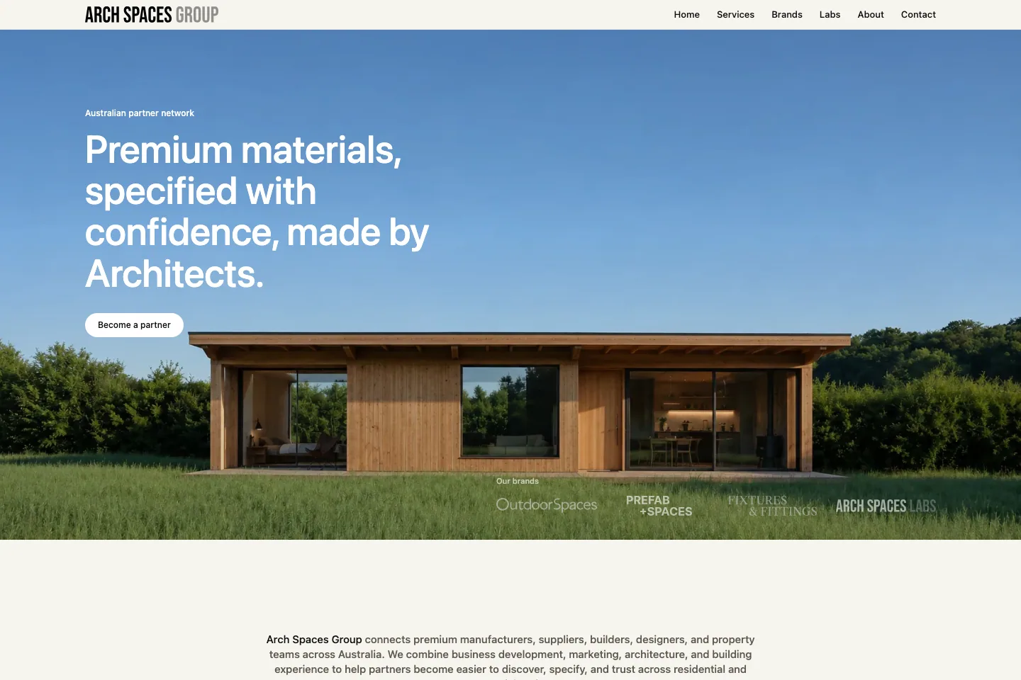 Arch Spaces Group’s Built Environment Partner Platform website preview