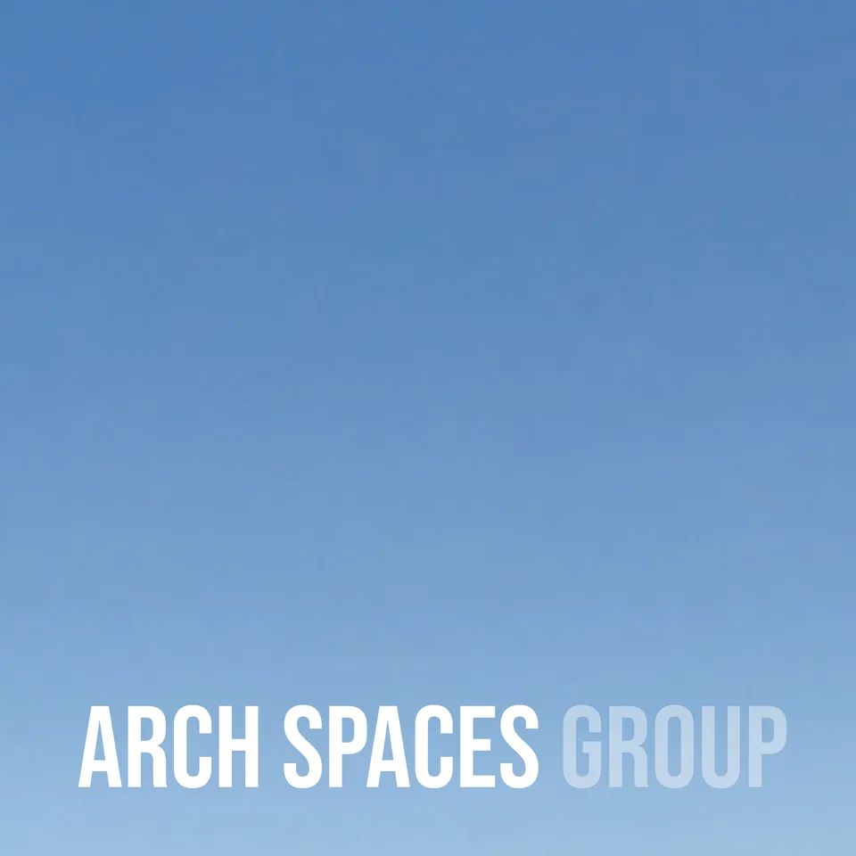 Arch Spaces Group wordmark positioned in the lower corner