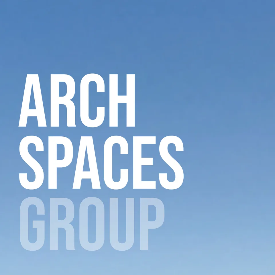 Large stacked Arch Spaces Group wordmark configuration