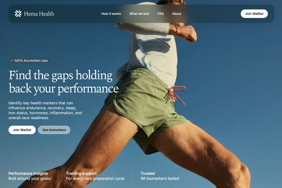 Hema Health Performance Brand & Website website preview