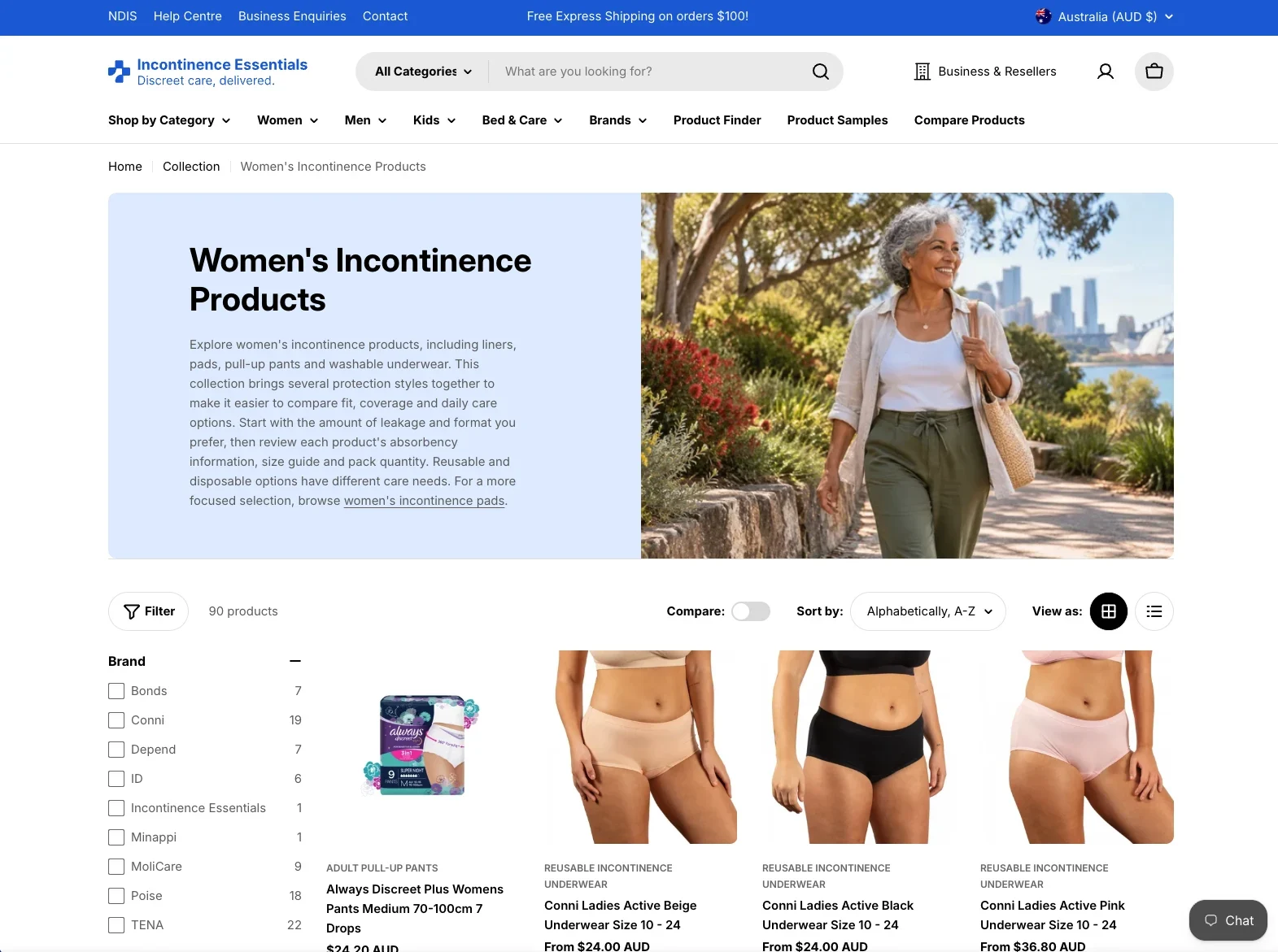 Incontinence Essentials E-commerce Website website preview