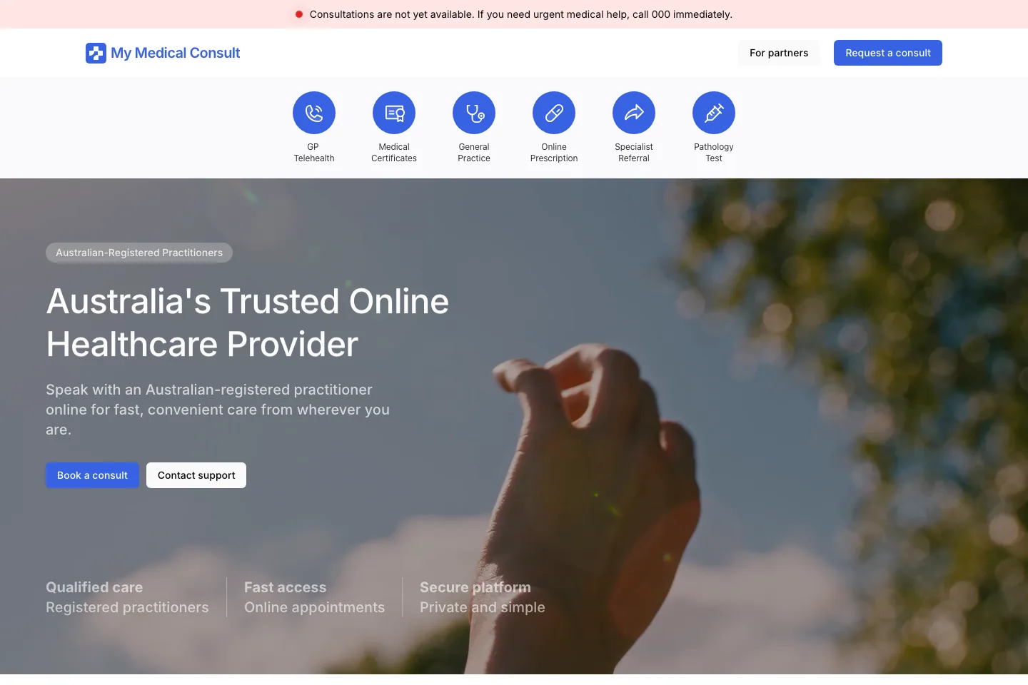 My Medical Consult’s Online Healthcare Platform website preview
